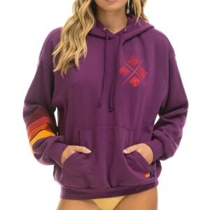 Aviator Nation Hoodie Pullover Sweatshirt Hunger Games Purple Size XS Oversized